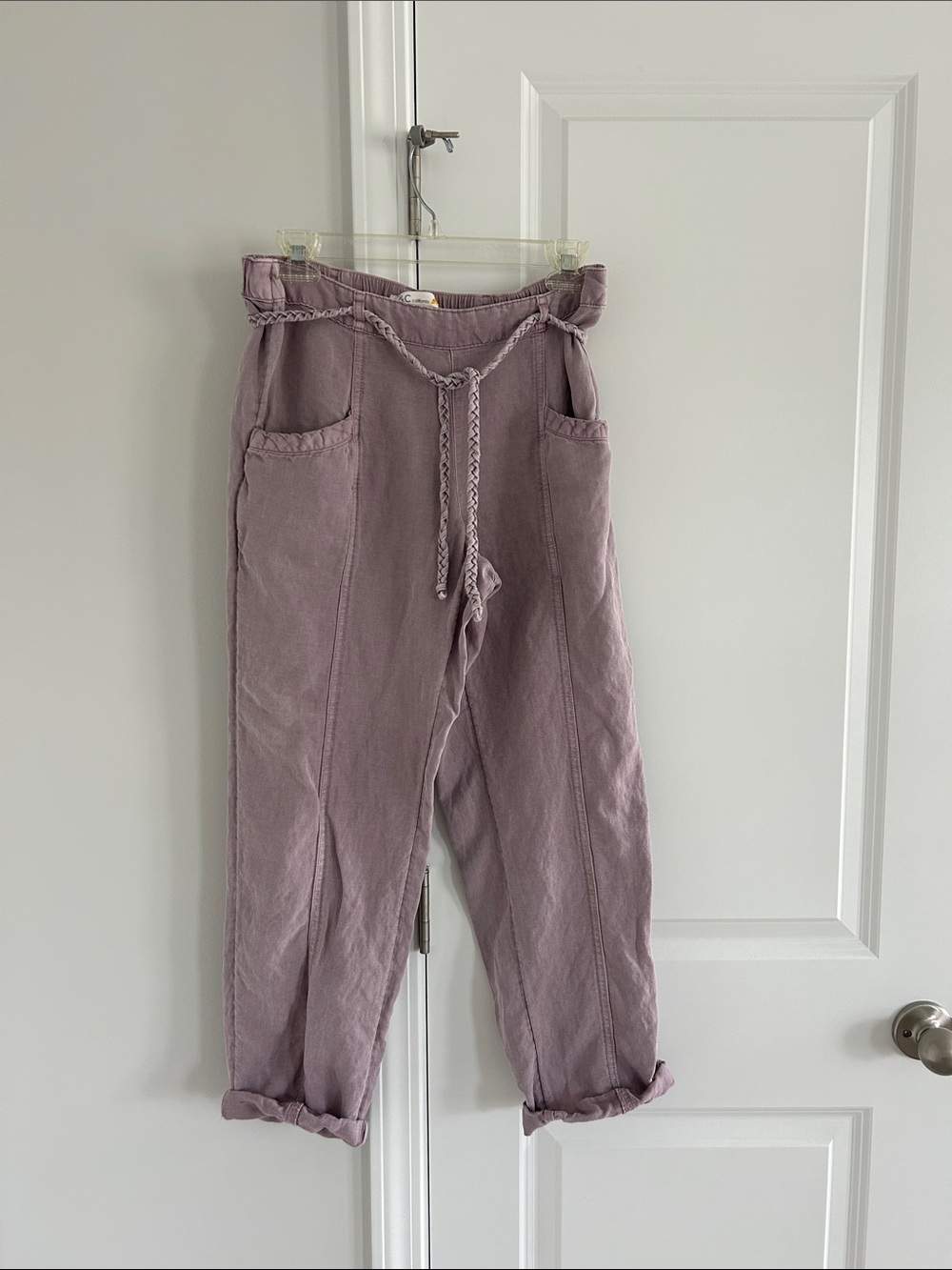 C&C California Braided Drawstring Ankle Pants - Mauve